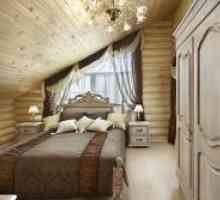 Interiorul dormitor într-o casă din lemn