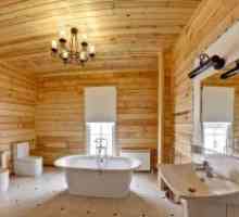 Podeaua din baie într-o casă din lemn