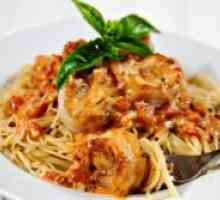 Spaghete cu creveți în sos cremos