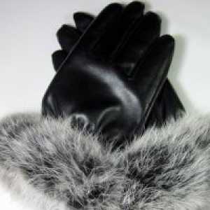 Mănuși din piele cu blana